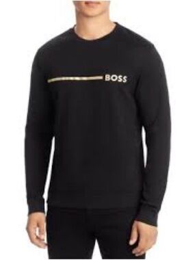 BOSS Black Crewneck Sweatshirt with Gold Chest Detail